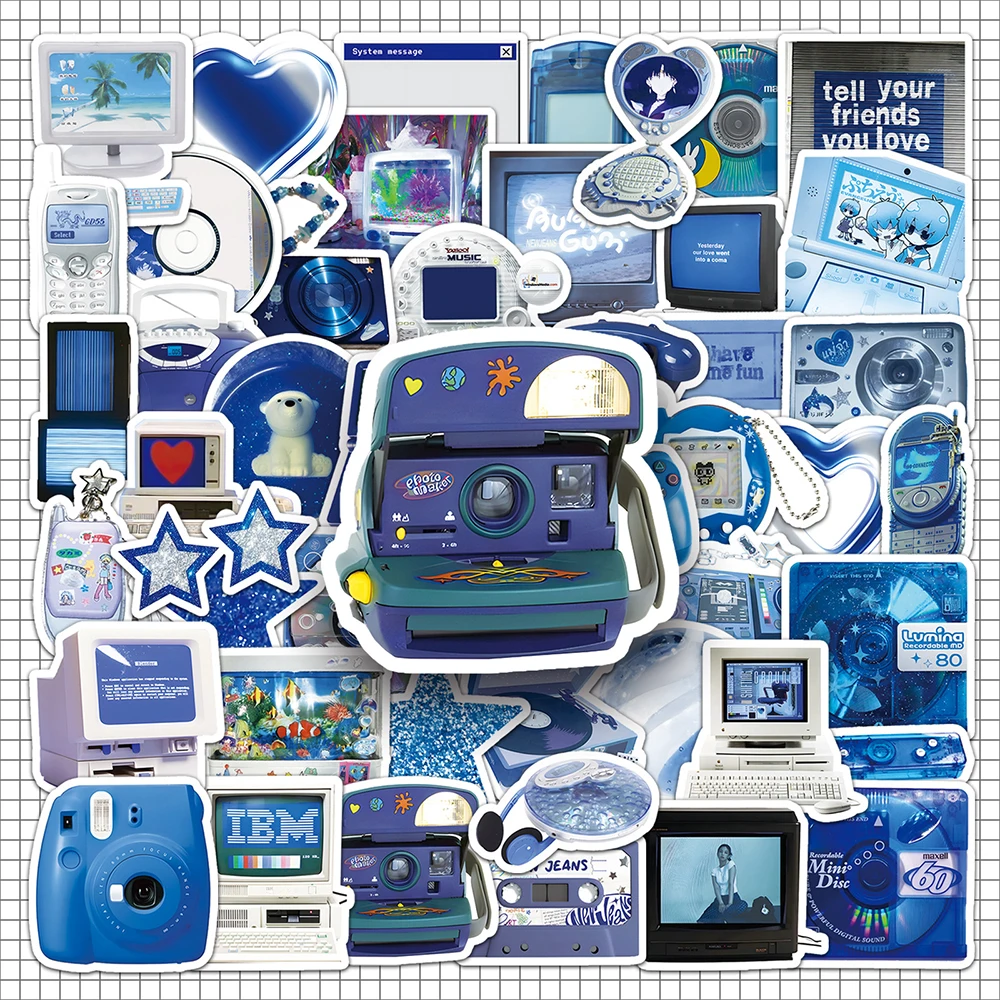 Ретро y2k синие наклейки электронные - Фотография_4