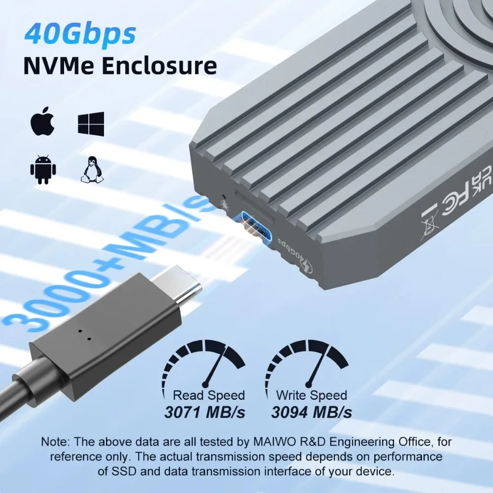 Корпус ssd maiwo 40 гбит/с m.2 nvme с инструментом thunderbolt 4/3 usb4 - Фотография_3