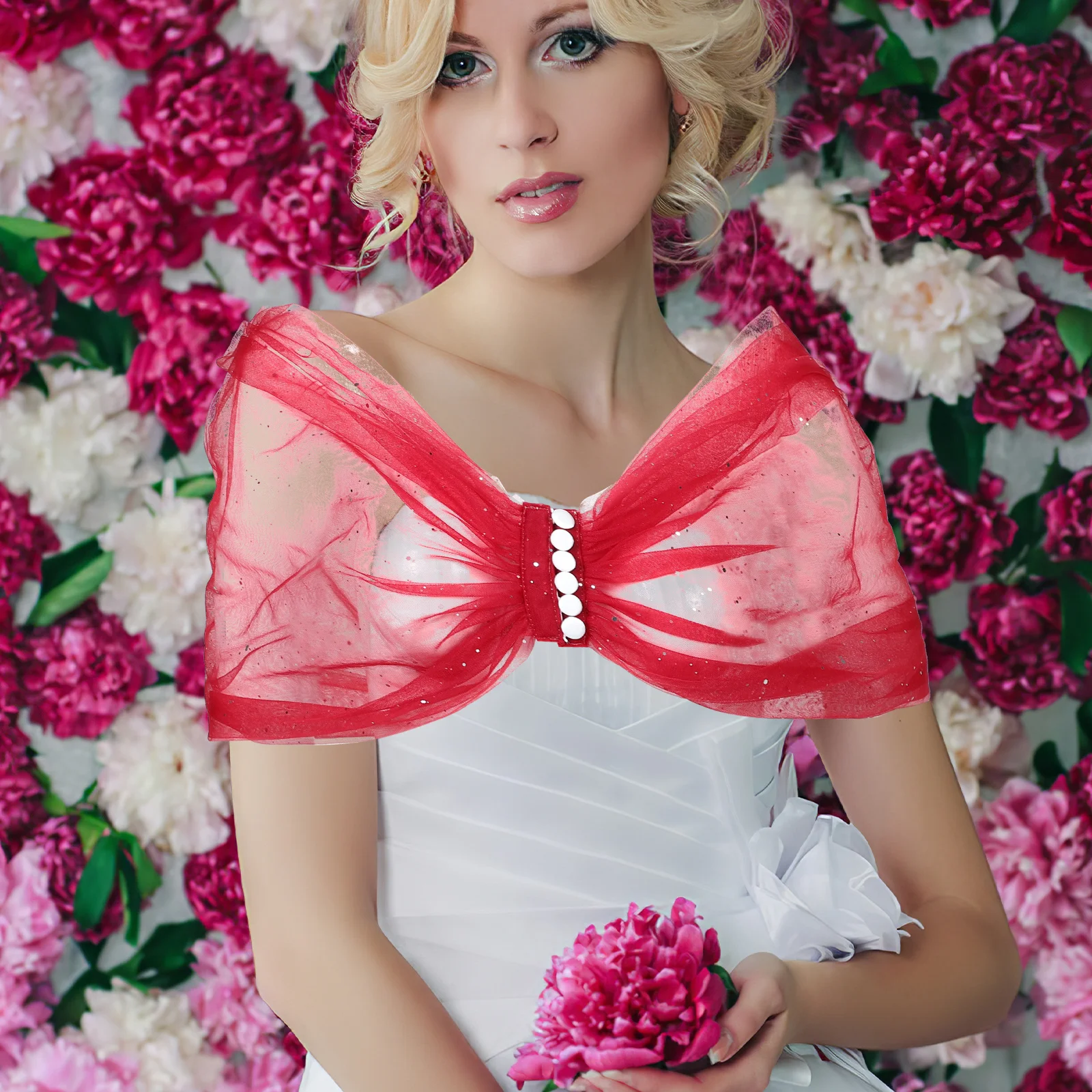 Свадебная шаль из темного блестящего тюля