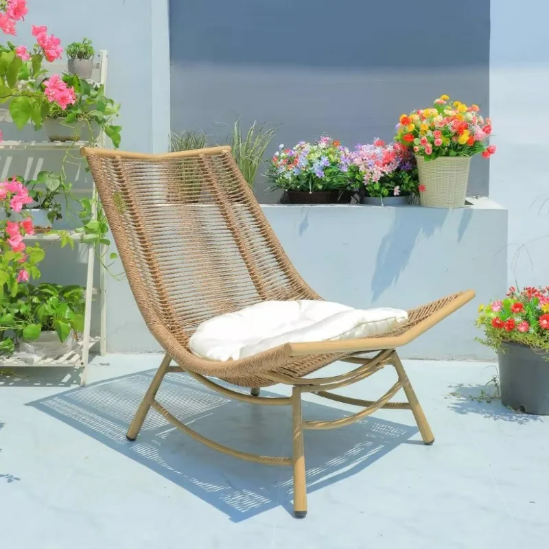 Кресло-качалка для отдыха с веревочным плетением - Фотография_4