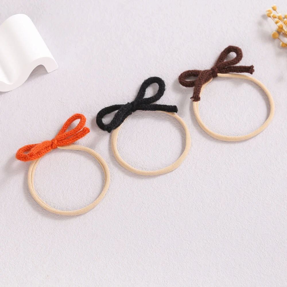 Модная шерстяная повязка на голову с бантом для маленьких девочек - Фотография_3