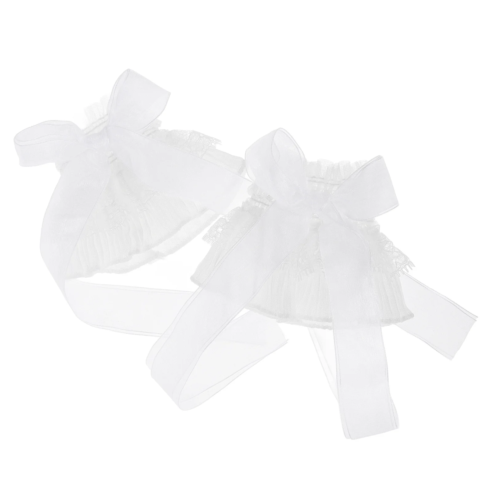 1 пара кружевных манжетов на запястьях с цветочными рюшами и бантом - Фотография_6