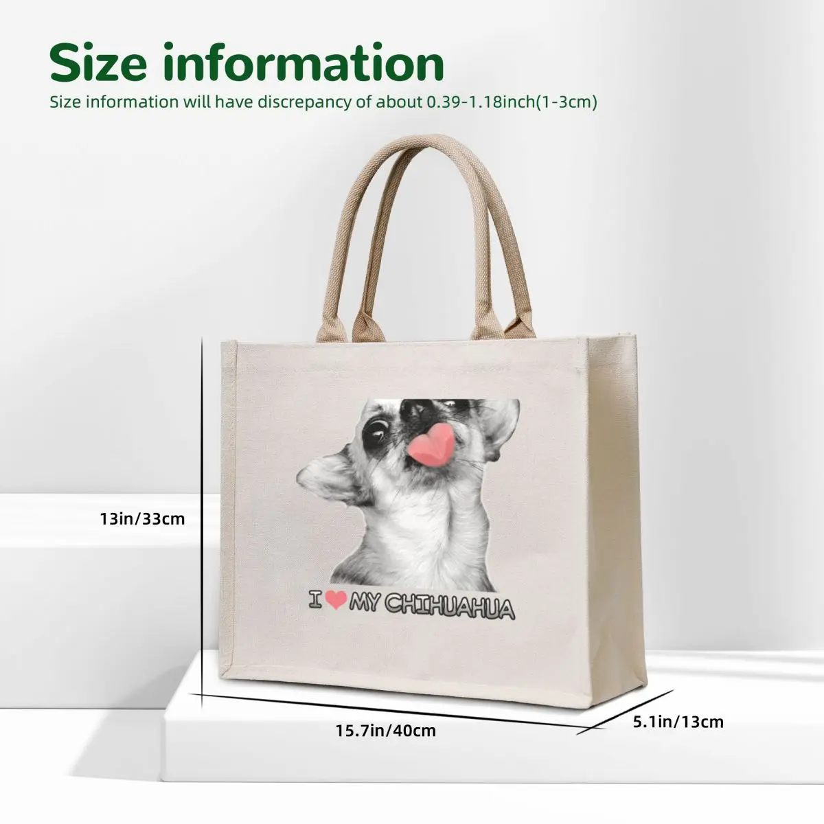 I love my chihuahua tote bag sacs - Фотография_5