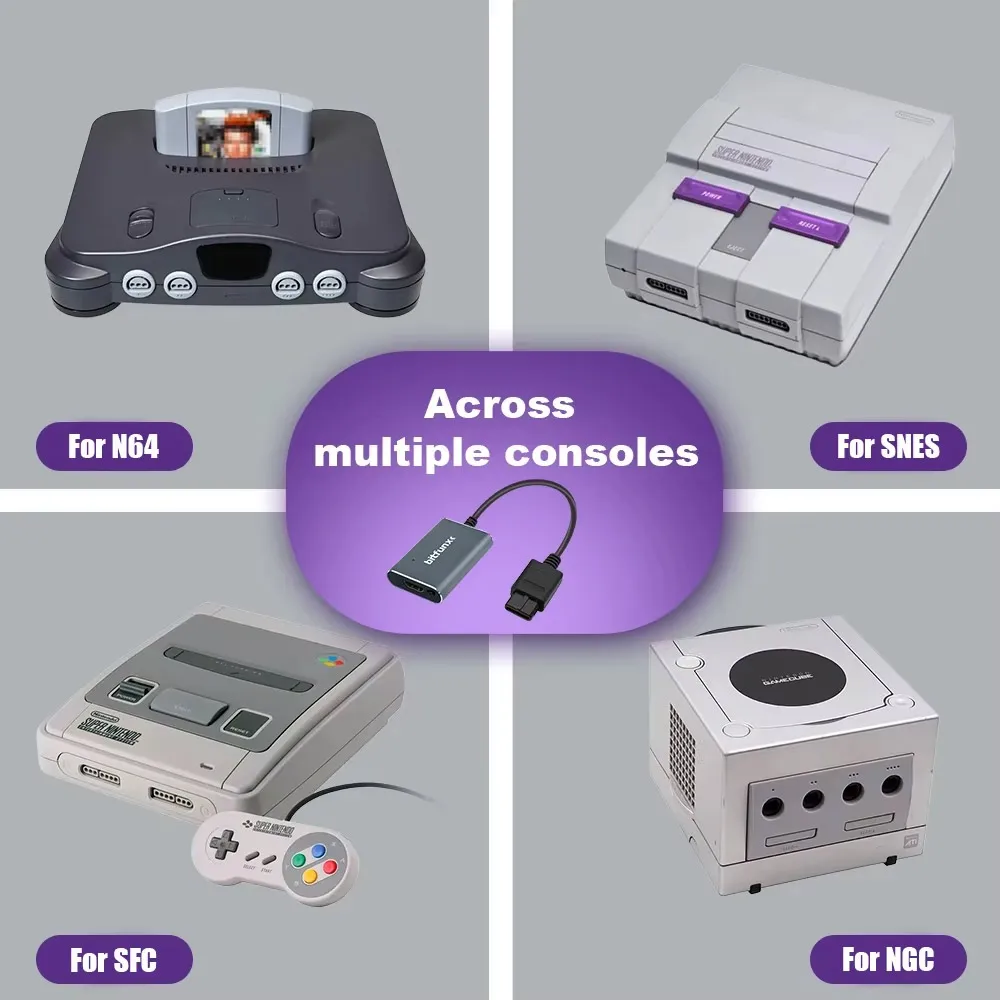 Адаптер bitfunx 720p svideo/av-hdmi для snes/n64/sfc/ngc ntsc/pal 4:3/16:9 - Фотография_2