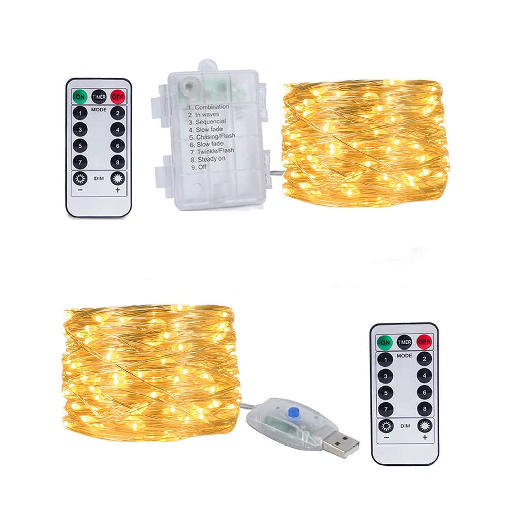 М светодиодные медные гирлянды с usb/аккумулятором