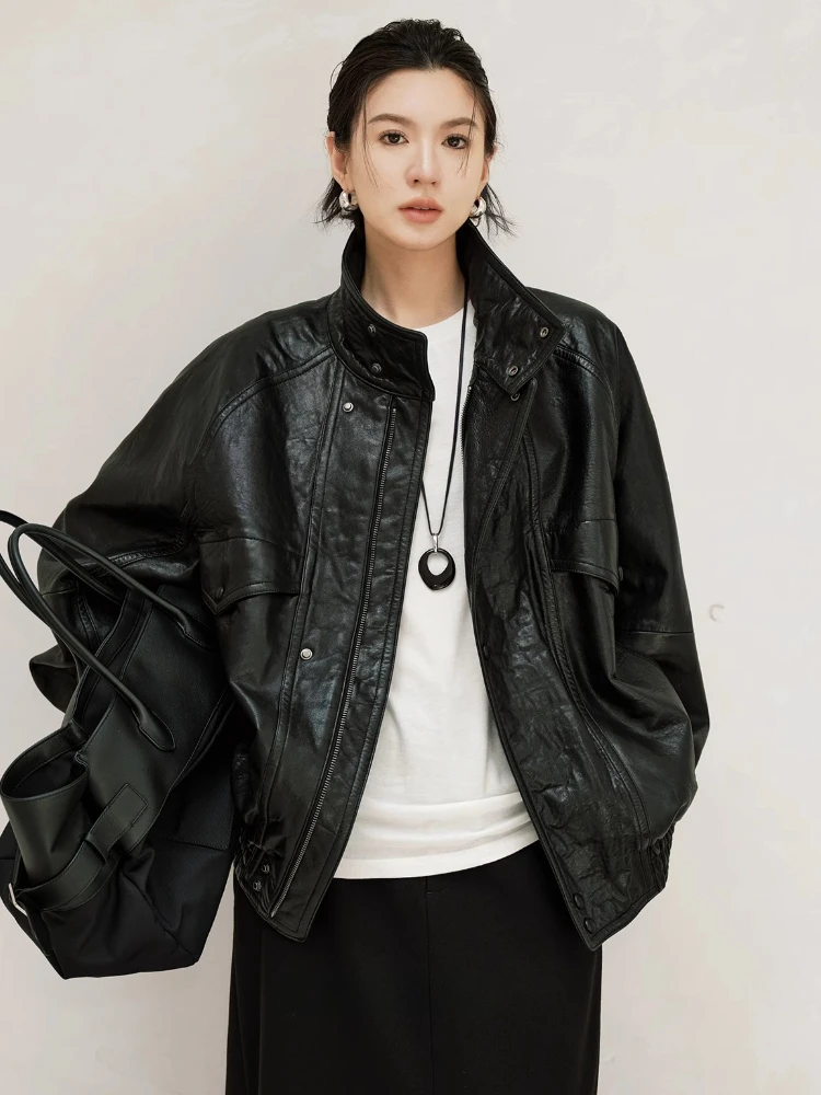 Винтажные мотоциклетные куртки из натуральной кожи для женщин