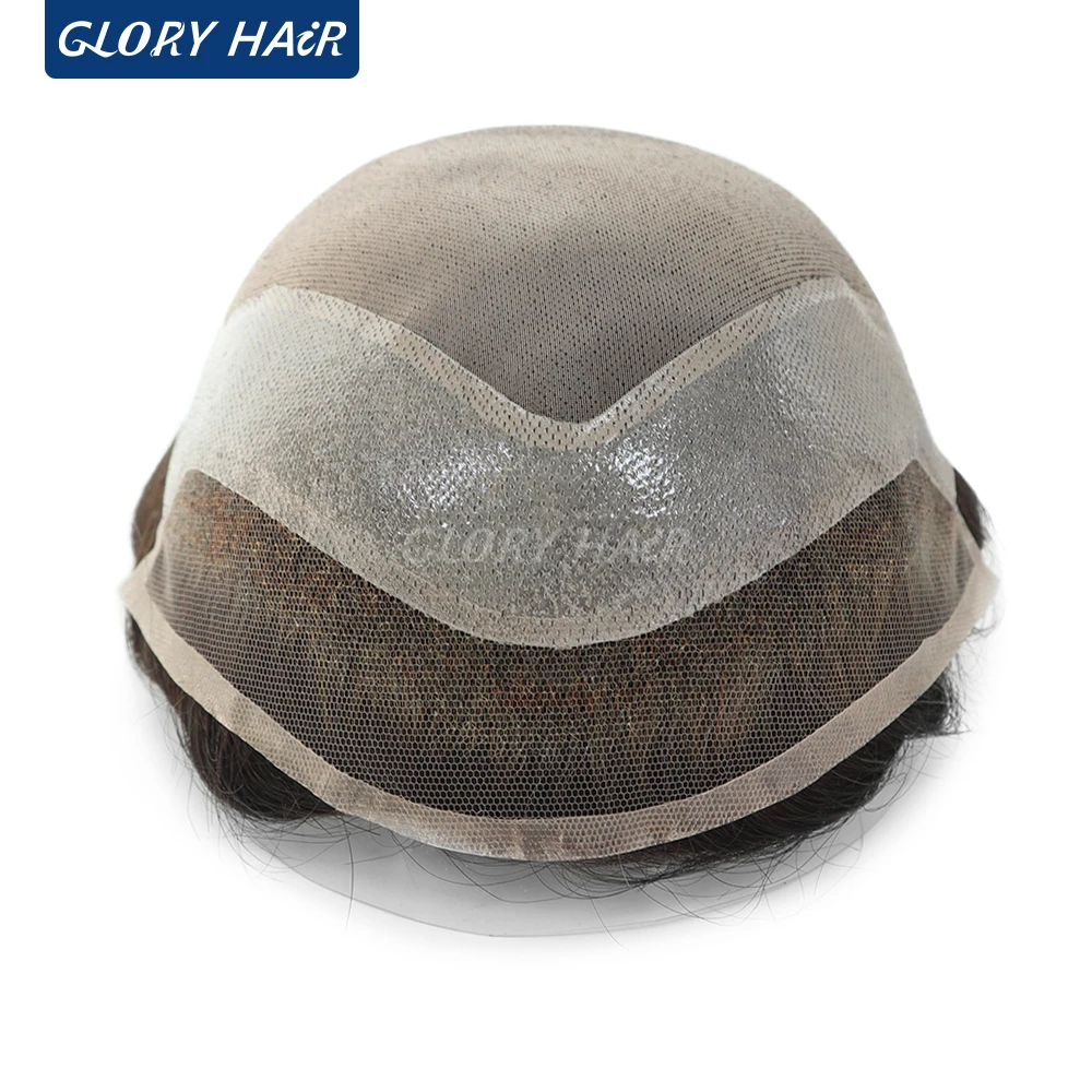 Gloryhair-mono кружевной мужской капиллярный протез из искусственной кожи - Фотография_3