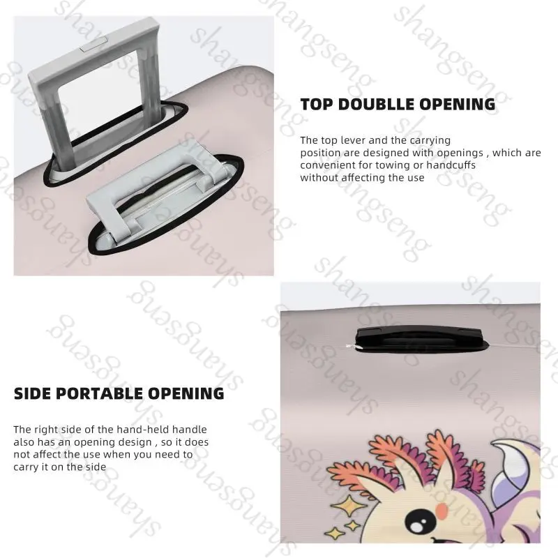 Защитный чехол для чемодана kawaii cartoon axolotl fish travel - Фотография_3