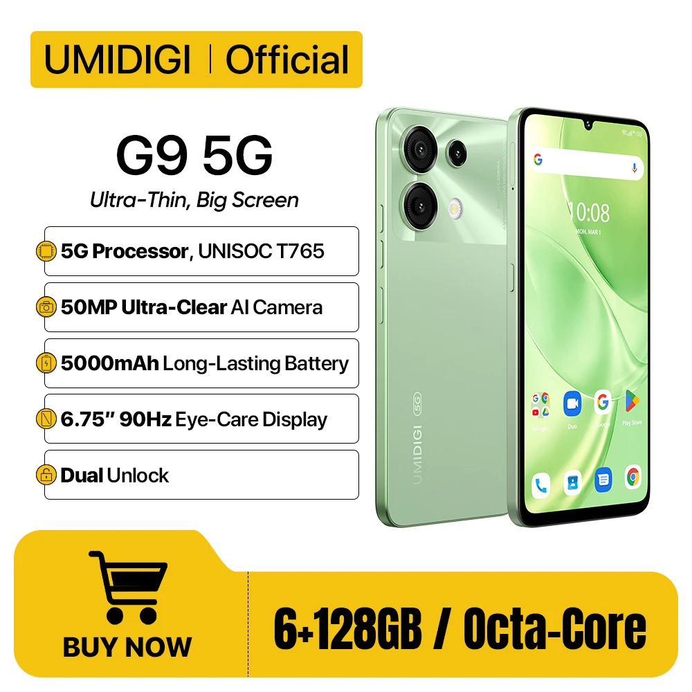 Смартфон umidigi g9 5g 5g android 14 8-ядерный 6 + 6 гб 128 гб 6