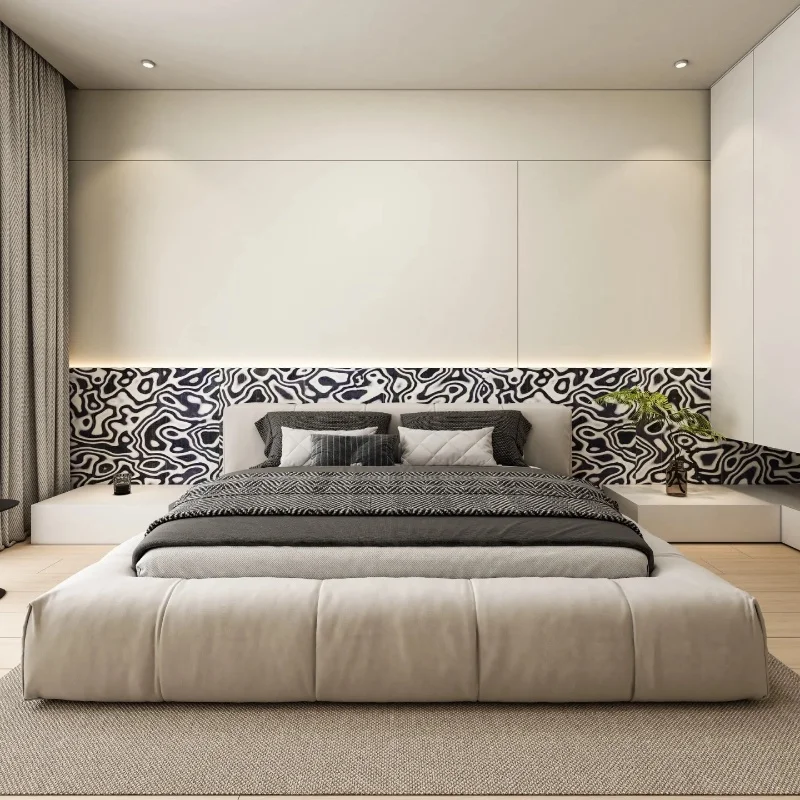 Технический черно-белый графический шпон для современных акцентных стен - Фотография_3