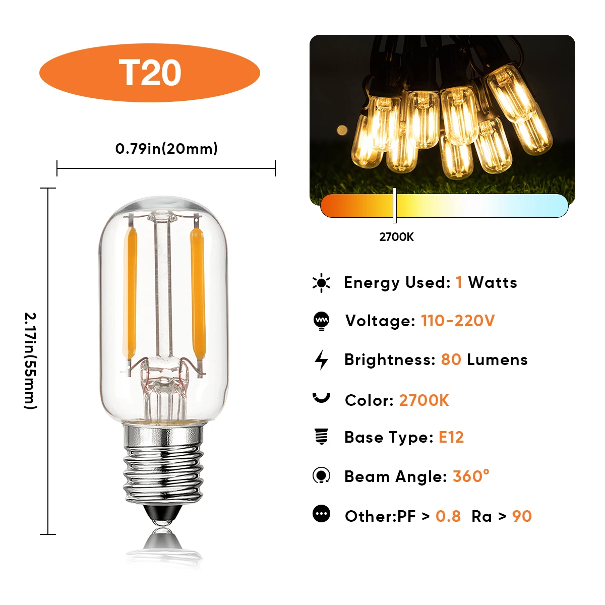Светодиодная гирлянда t20 светильник - Фотография_2