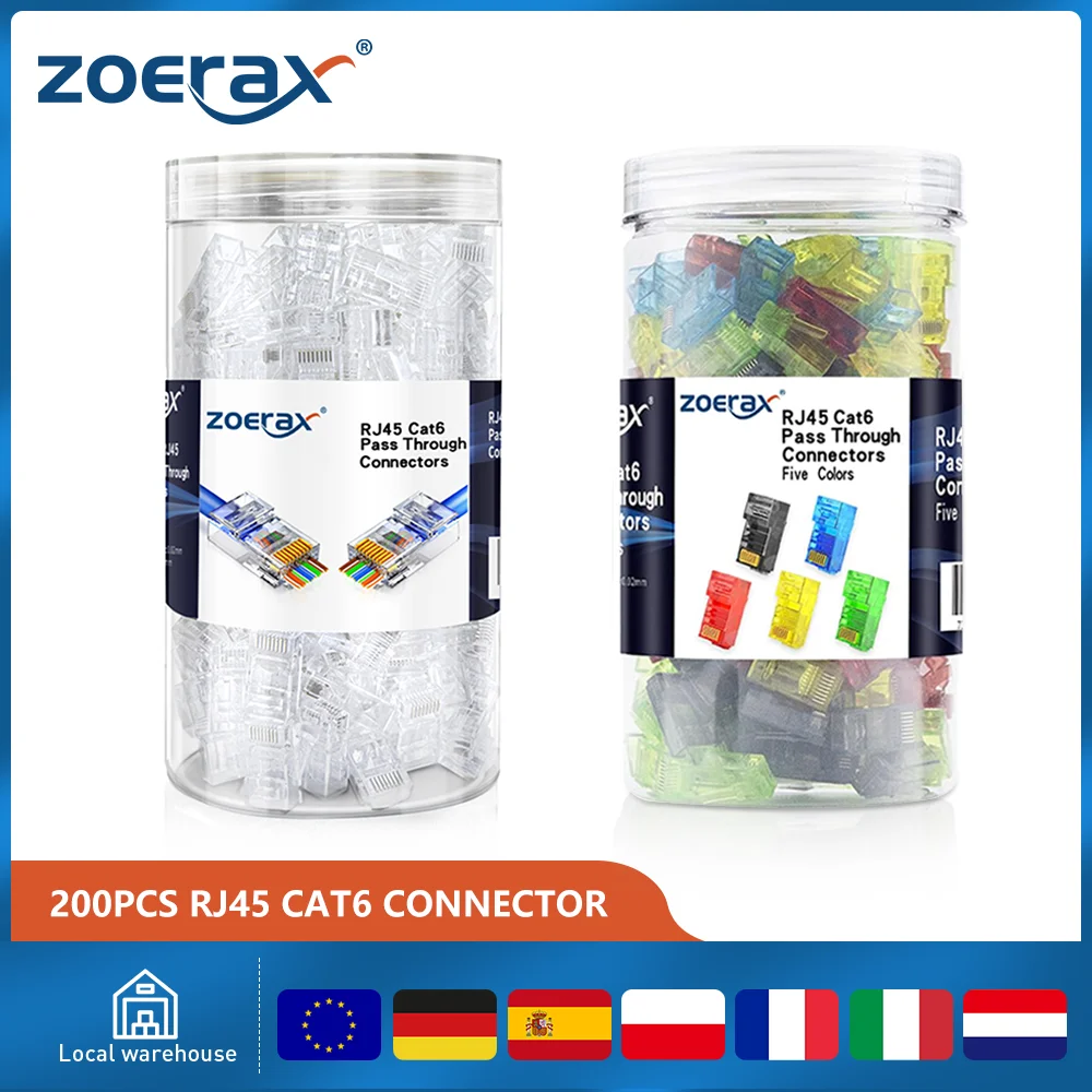 В упаковке rj45 cat6 сквозной разъем