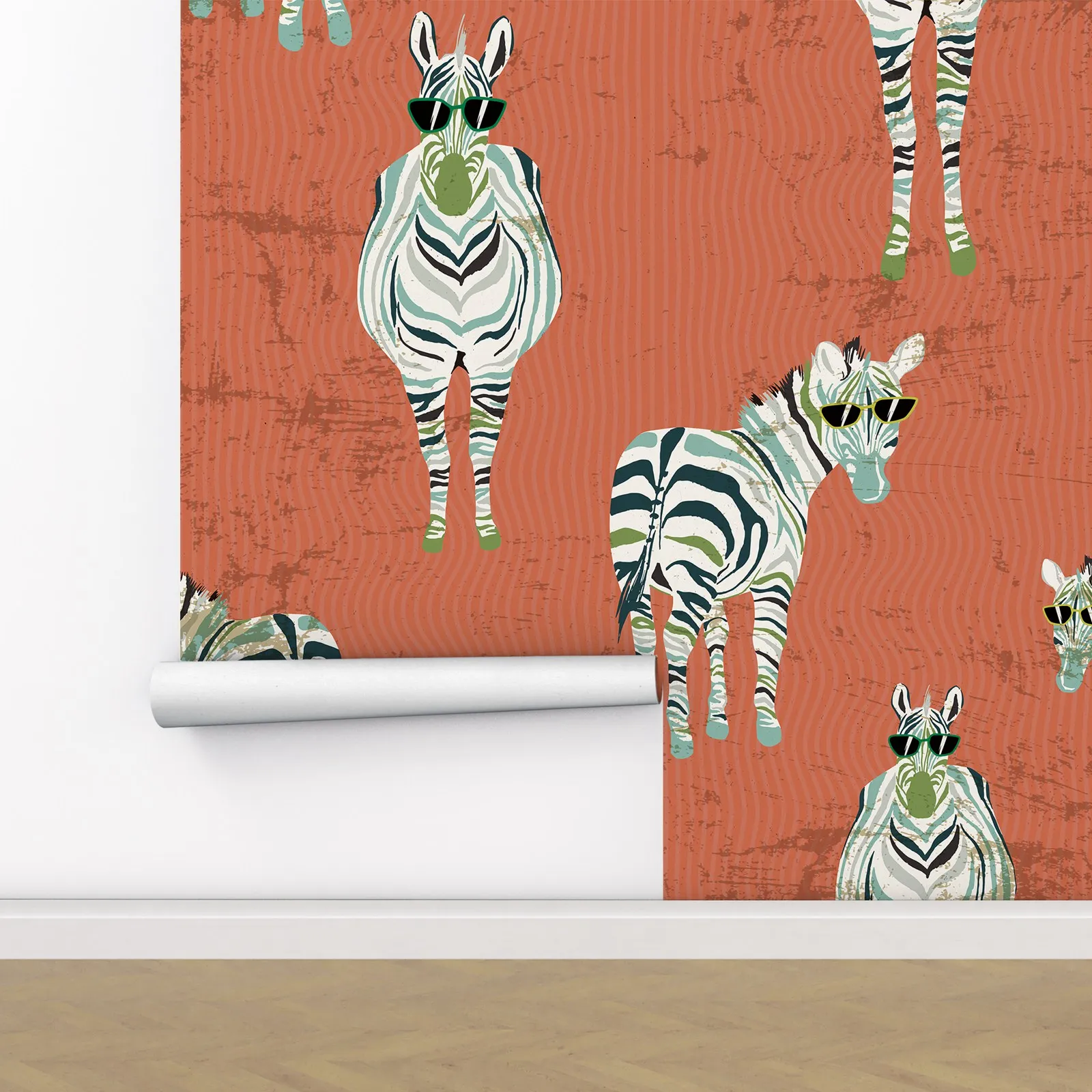 Фотофон обои с принтом зебры в винтажном красном брвоне - Фотография_2