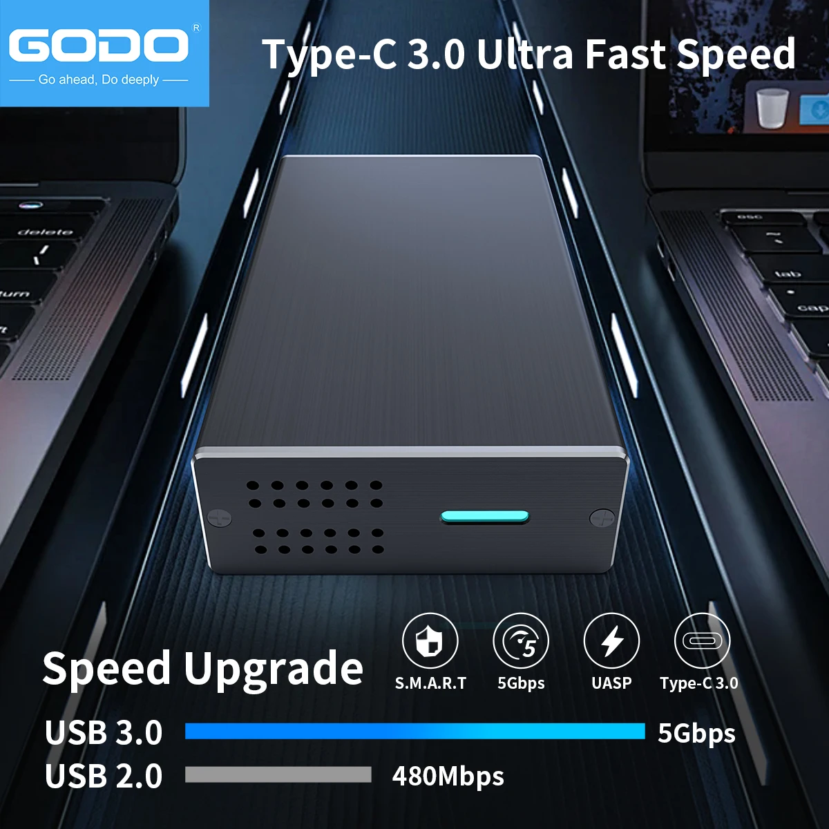 Godo 2,5-дюймовый двойной корпус для жесткого диска raid usb3.0 на 2 - Фотография_2