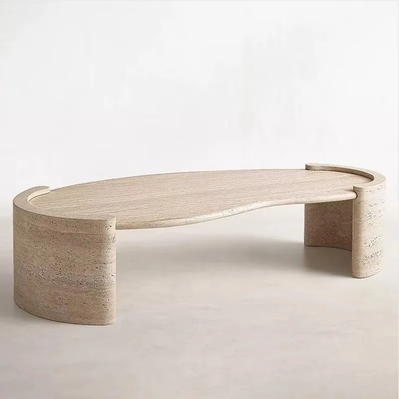 Журнальный столик в стиле ваби-саби из скандинавского травертина