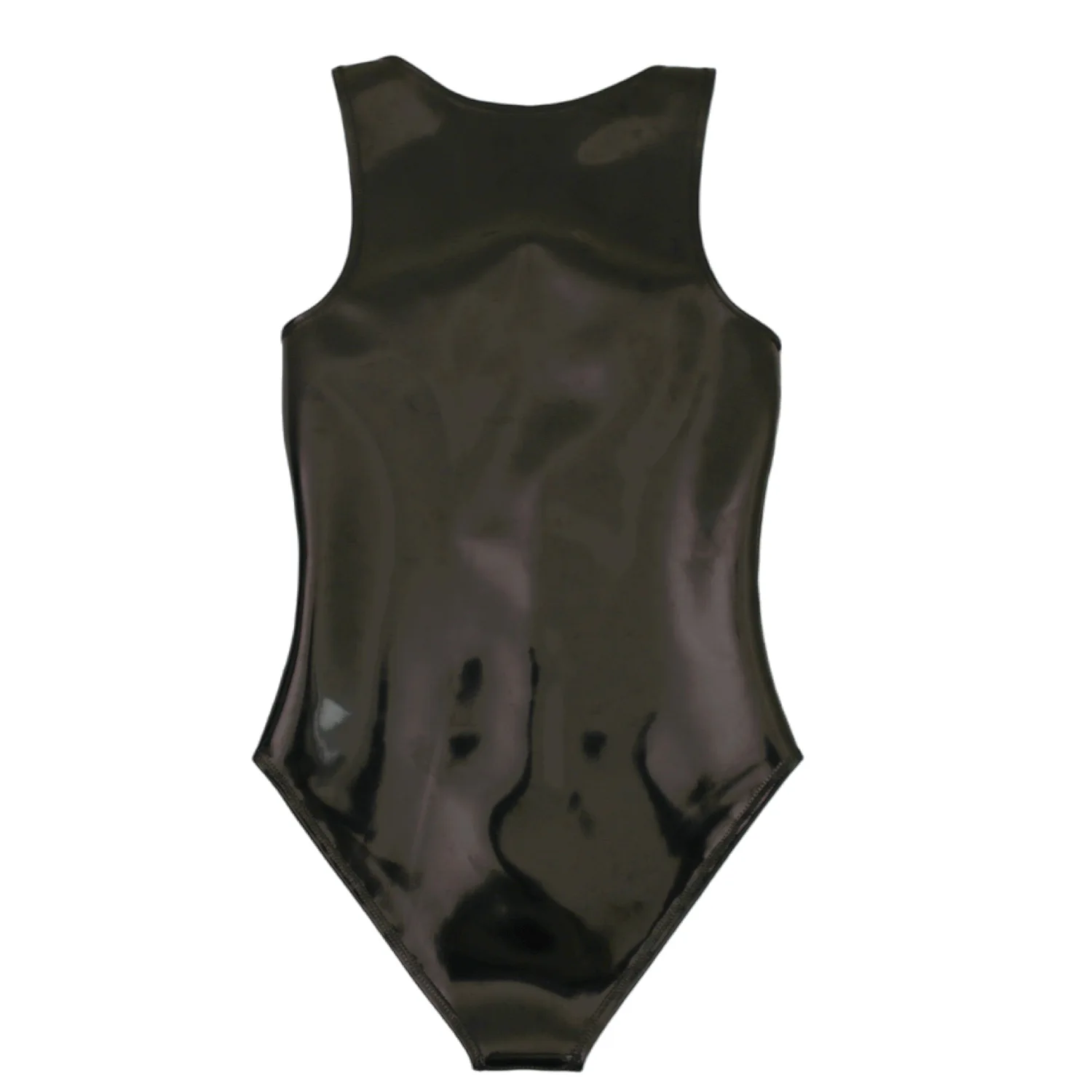 Мужской сексуальный цельный тонкий боди без рукавов из искусственной кожи - Фотография_2