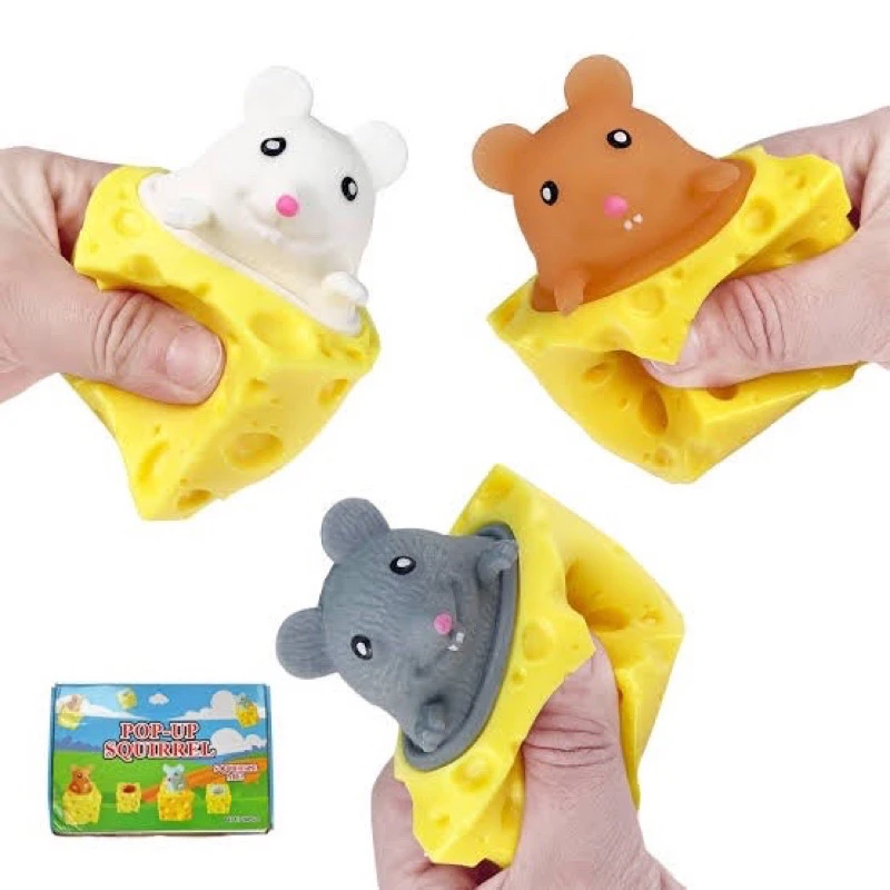 Выдвижная забавная игрушка-сжималка с мышкой и сыром