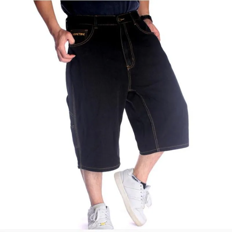 Мужские свободные мешковатые джинсовые шорты для скейтборда