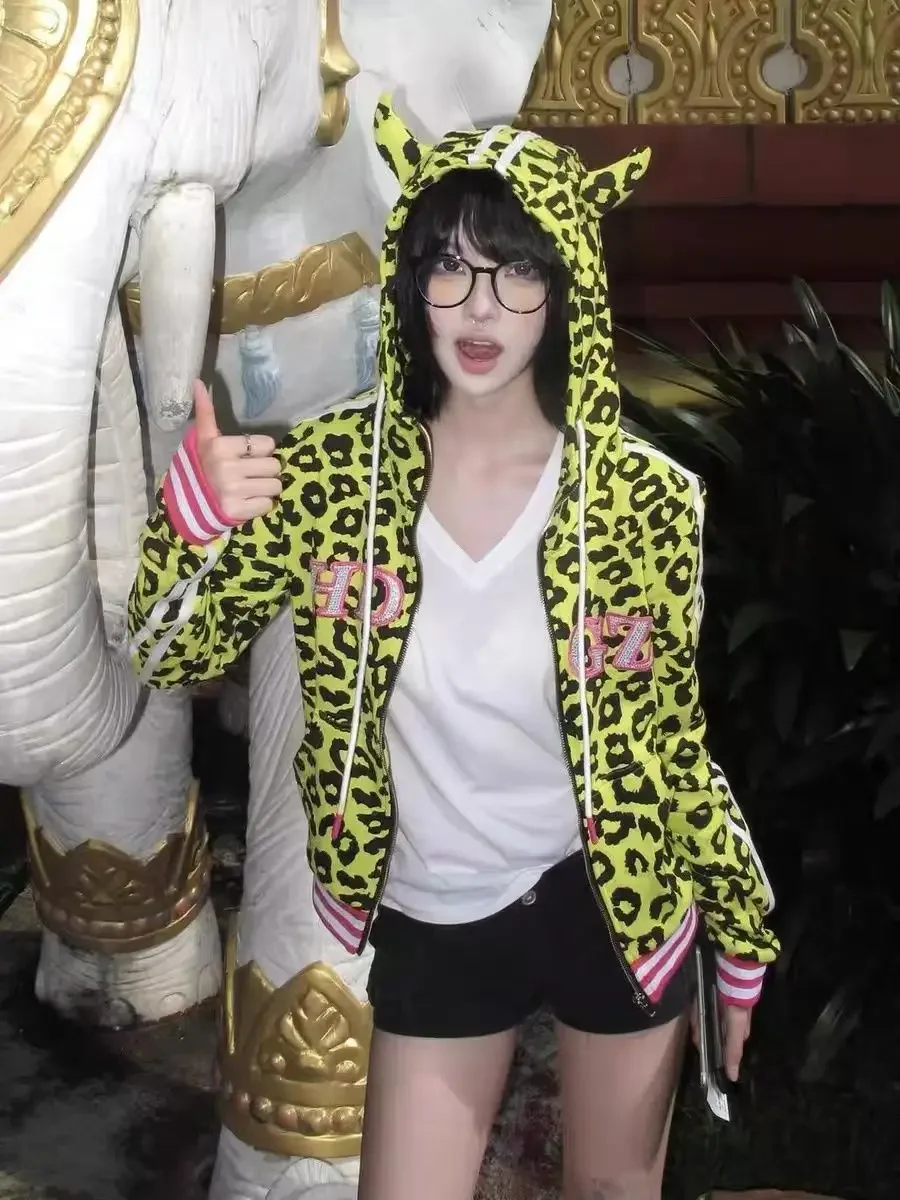 Толстовка на молнии с леопардовым принтом harajuku - Фотография_2