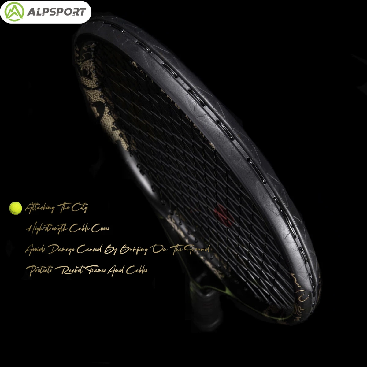 Теннисная ракетка alpsport pro t800 — углеродное волокно 18 карат с сумкой - Фотография_4