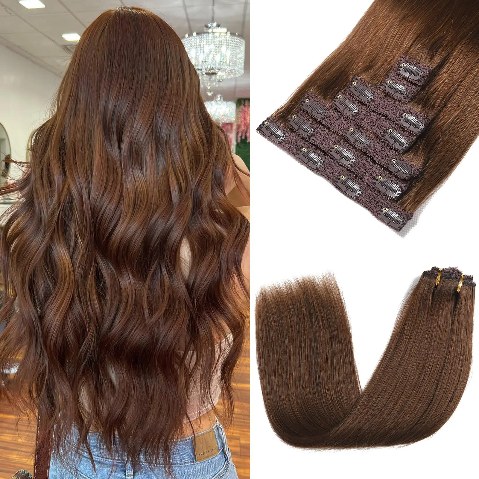 Прямые человеческие волосы clip ins