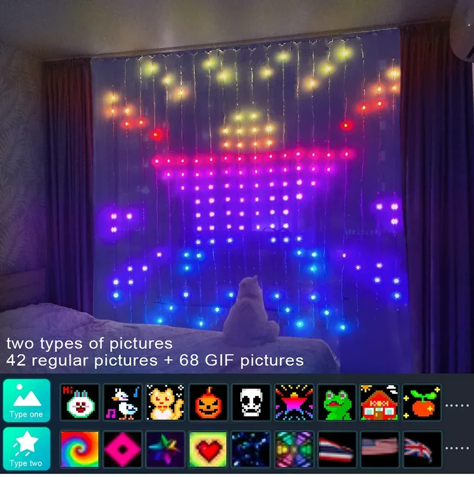 Умная светодиодная занавеска rgb fairy string light - Фотография_3