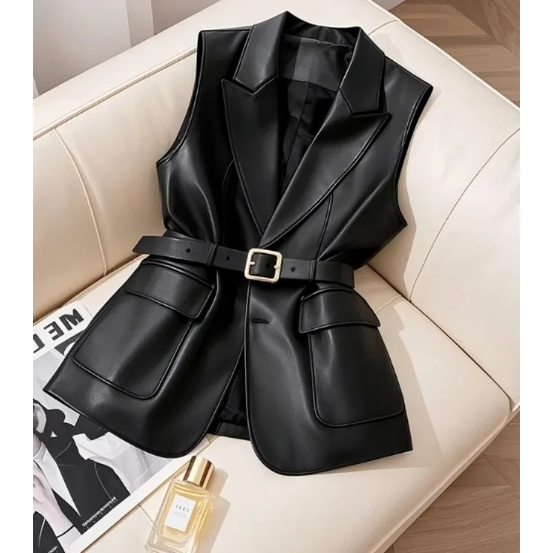 Черный кожаный жилет популярный - Фотография_5