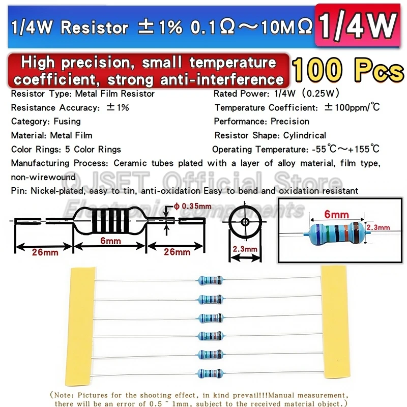 1/4 вт металлопленочный резисторный элемент 1% 0 - Фотография_2