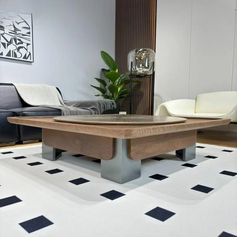 Скандинавские роскошные дизайнерские журнальные столики из цельного дерева - Фотография_4