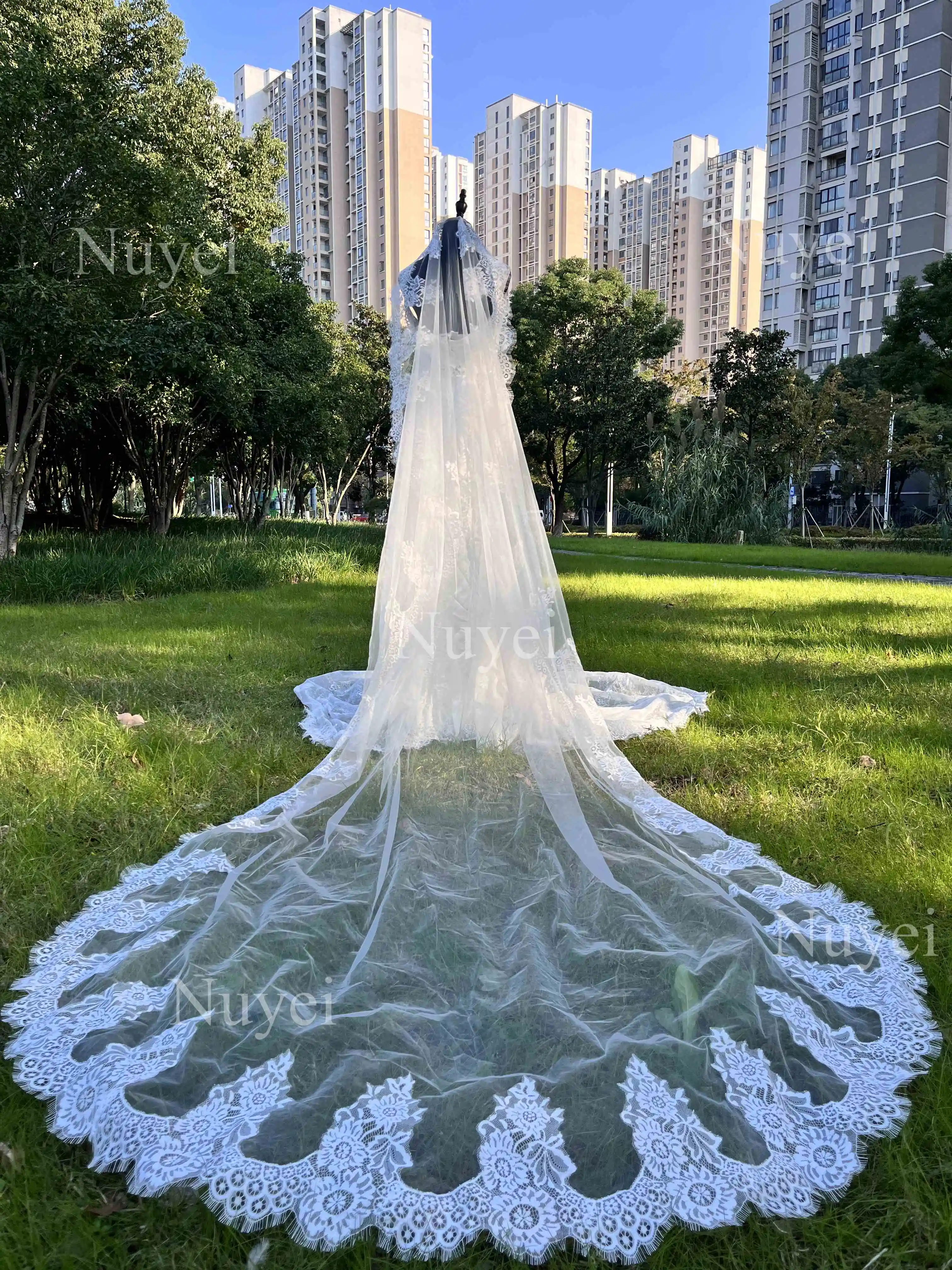 Слоновой кости 3 м соборная свадебная фата с расческой mantilla