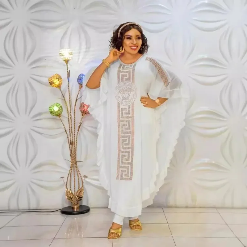 Африканский шифоновый костюм-тройка средней длины больших размеров - Фотография_6