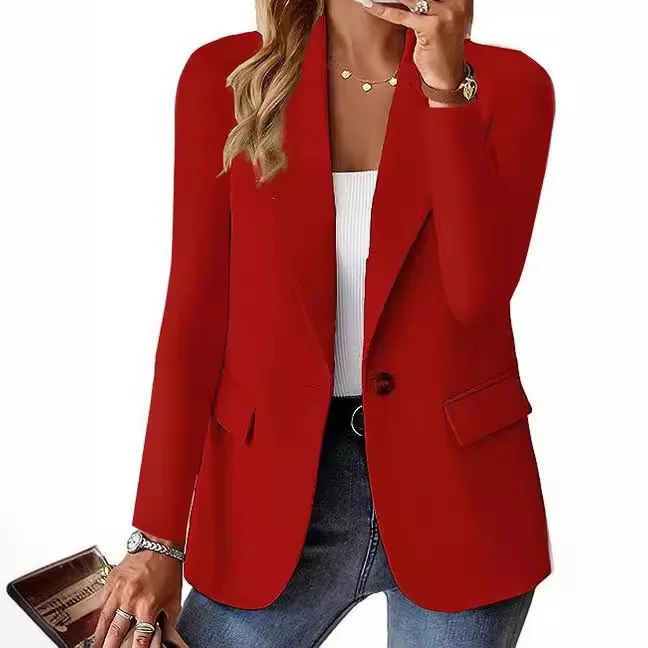 Europe and the united states fashion solid color single button suit jacket - Фотография_2