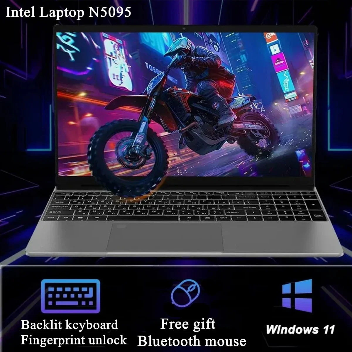 Carbayta 15,6-дюймовый портативный компьютер intel celeron n5095