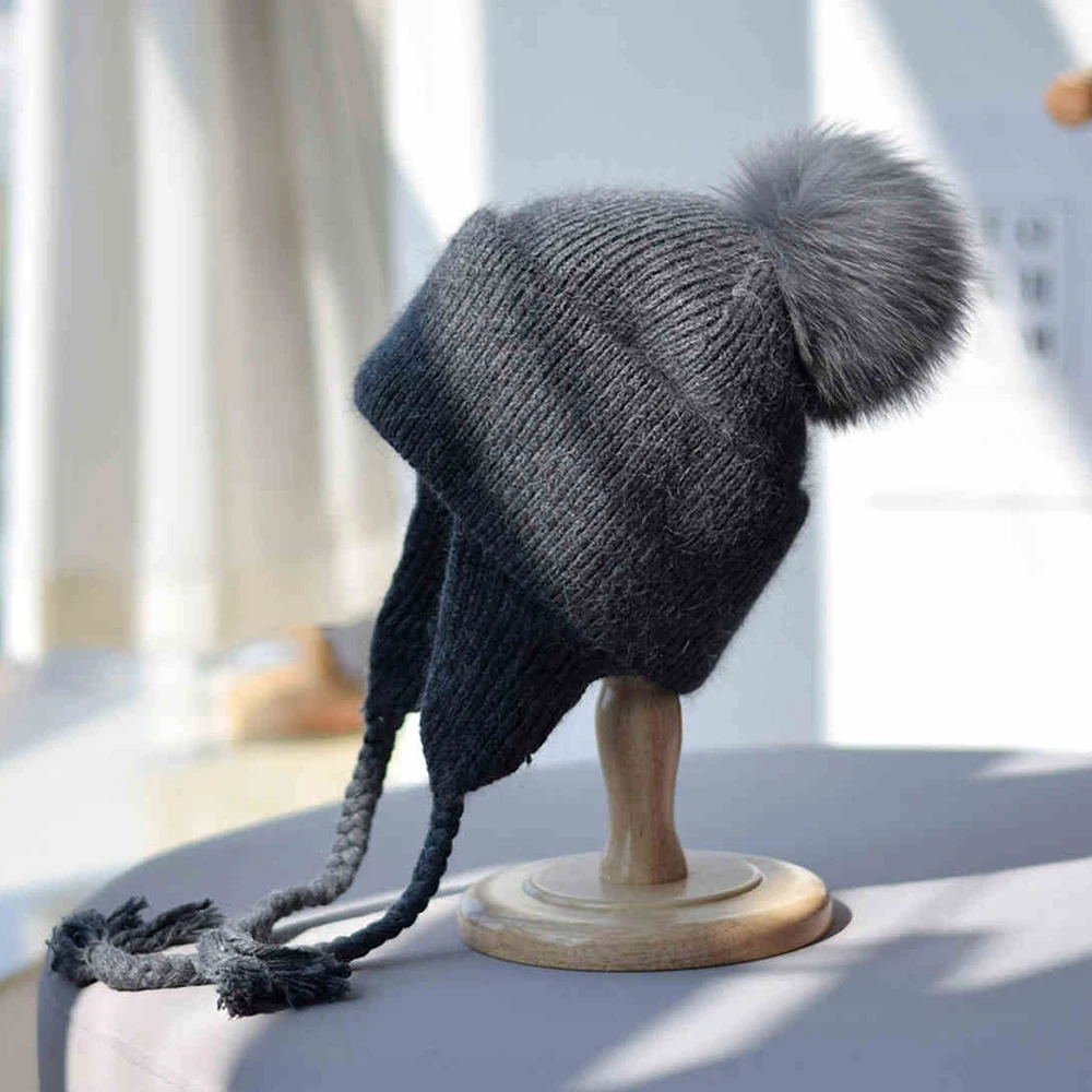 Шапка-ушанка женская зимняя вязаная - Фотография_6