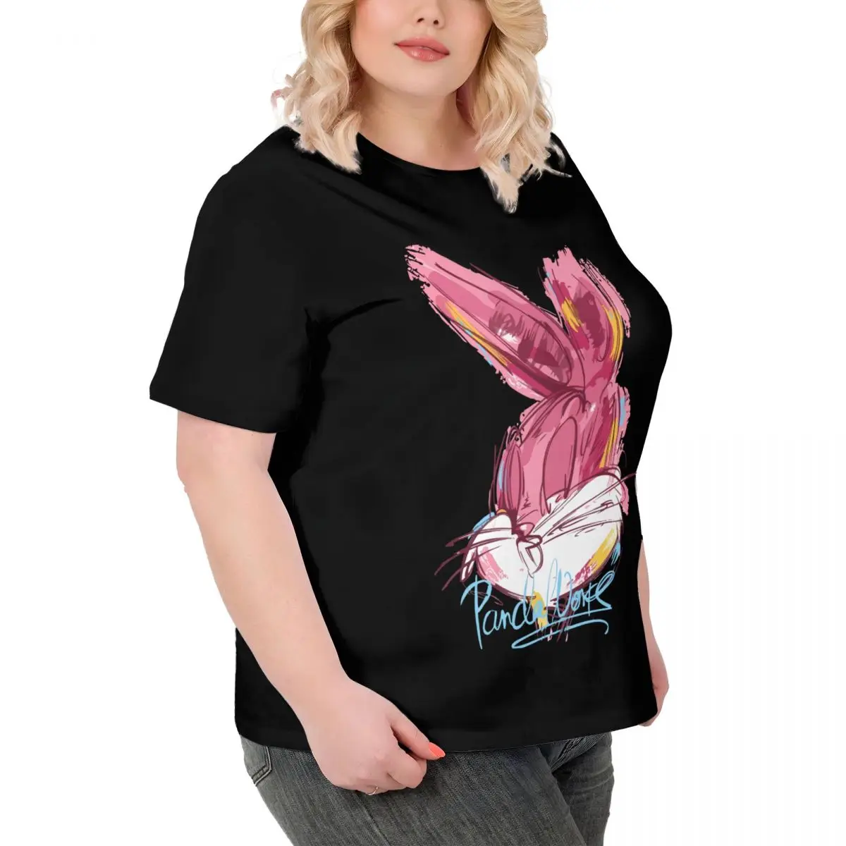 Женская футболка больших размеров pink big rabbit - Фотография_2