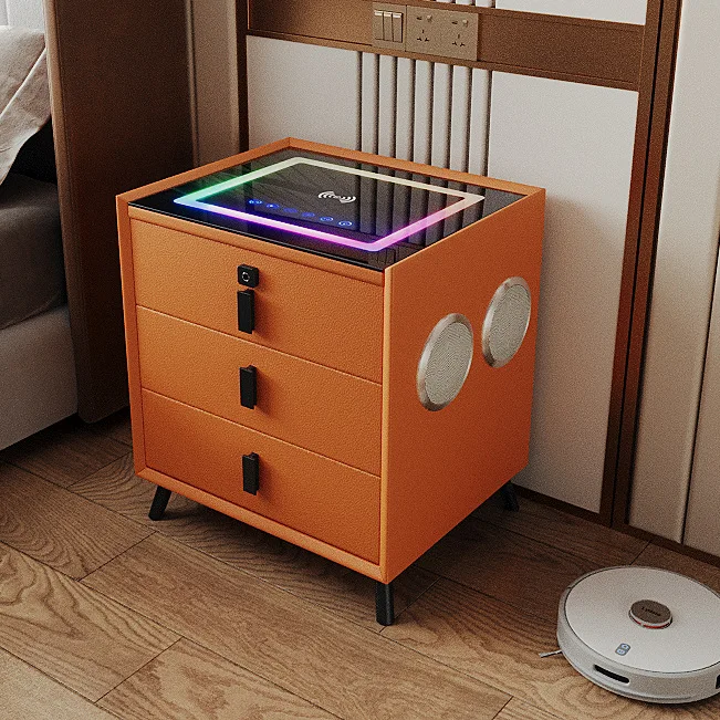 Современная роскошная умная прикроватная тумбочка серого - Фотография_4