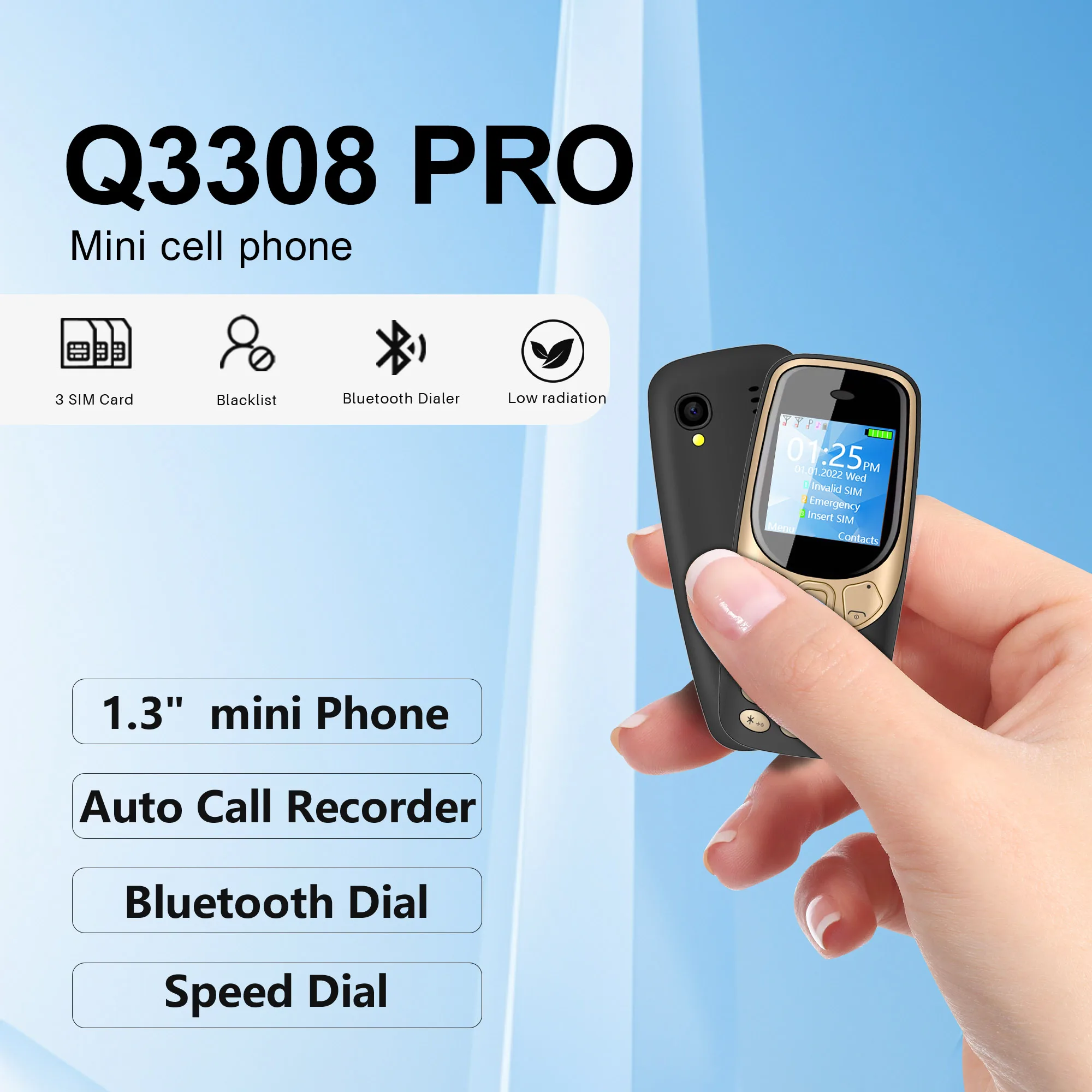 Servo q3308 pro мини мобильный телефон с поддержкой 3 sim-карт