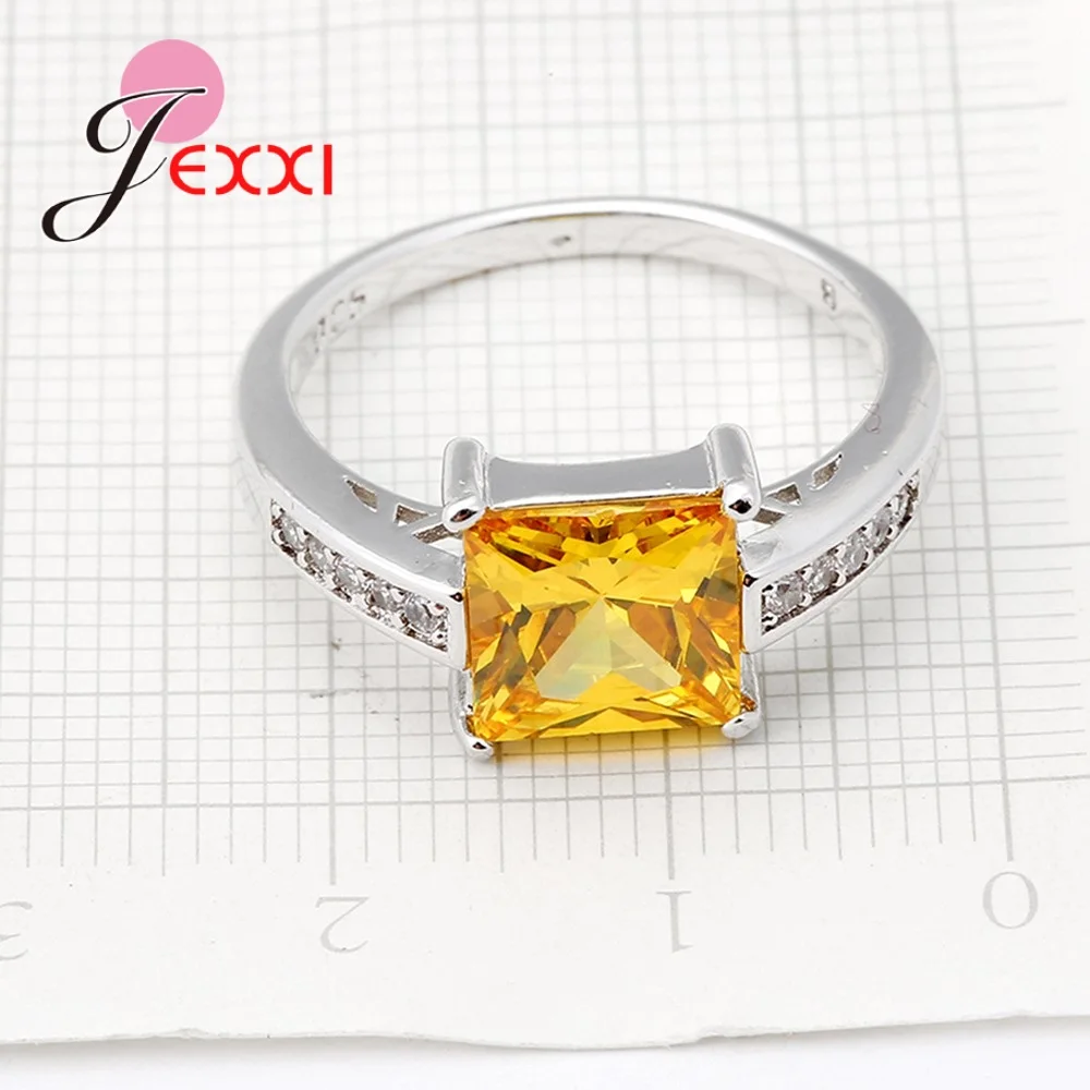 Модные модные женские кольца с блестящим желтым кубическим цирконием - Фотография_6