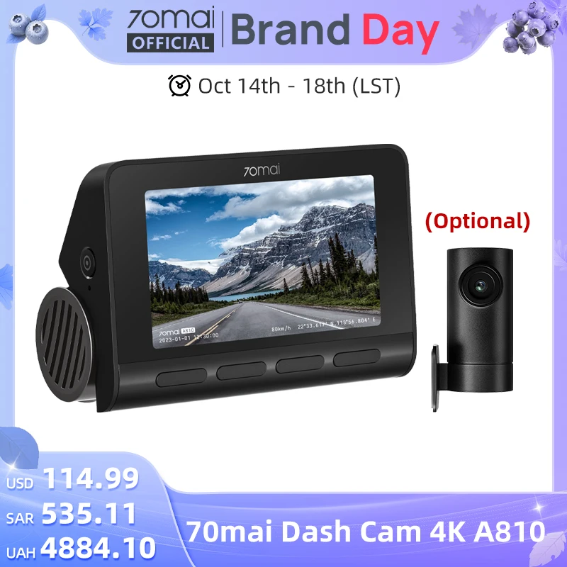 Видеорегистратор 70mai 4k a810 ultra hd gps adas 150fov hdr
