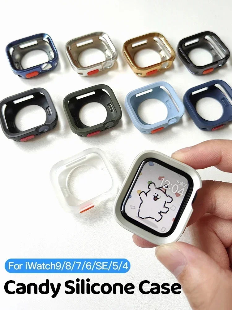 Мягкий силиконовый чехол ярких цветов для apple watch