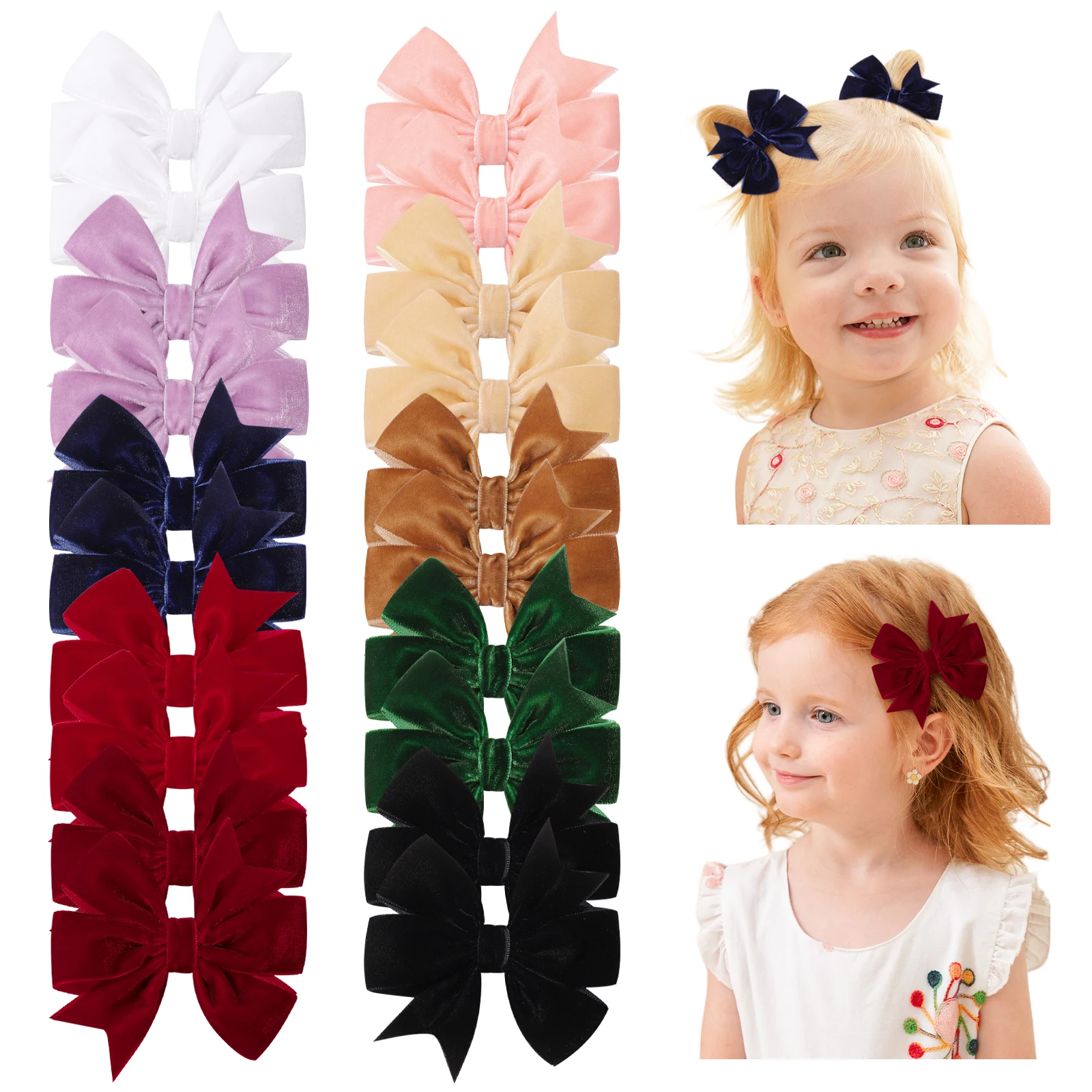 Бархатные заколки для волос ручной работы с бантом для маленьких девочек