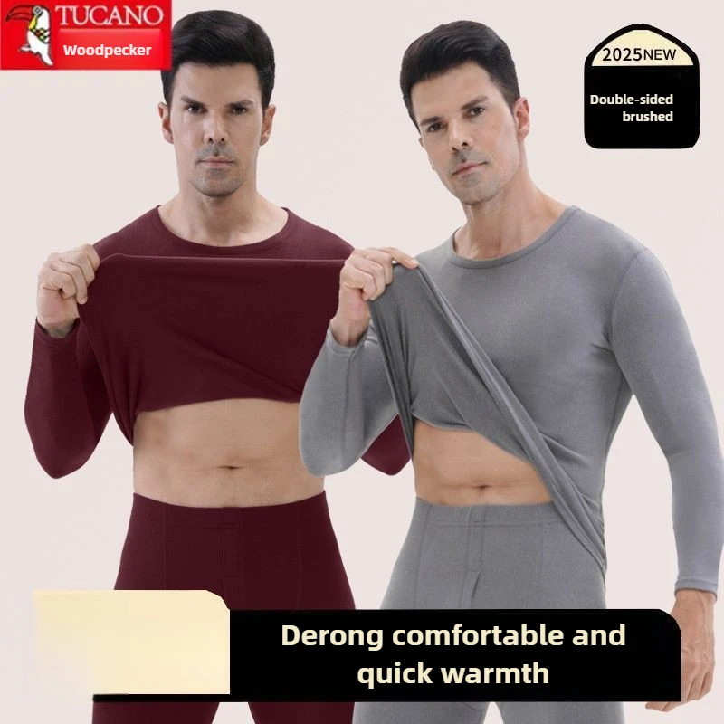 Дятел, осенне-зимний двусторонний бархатный внутренний теплый костюм - Фотография_3