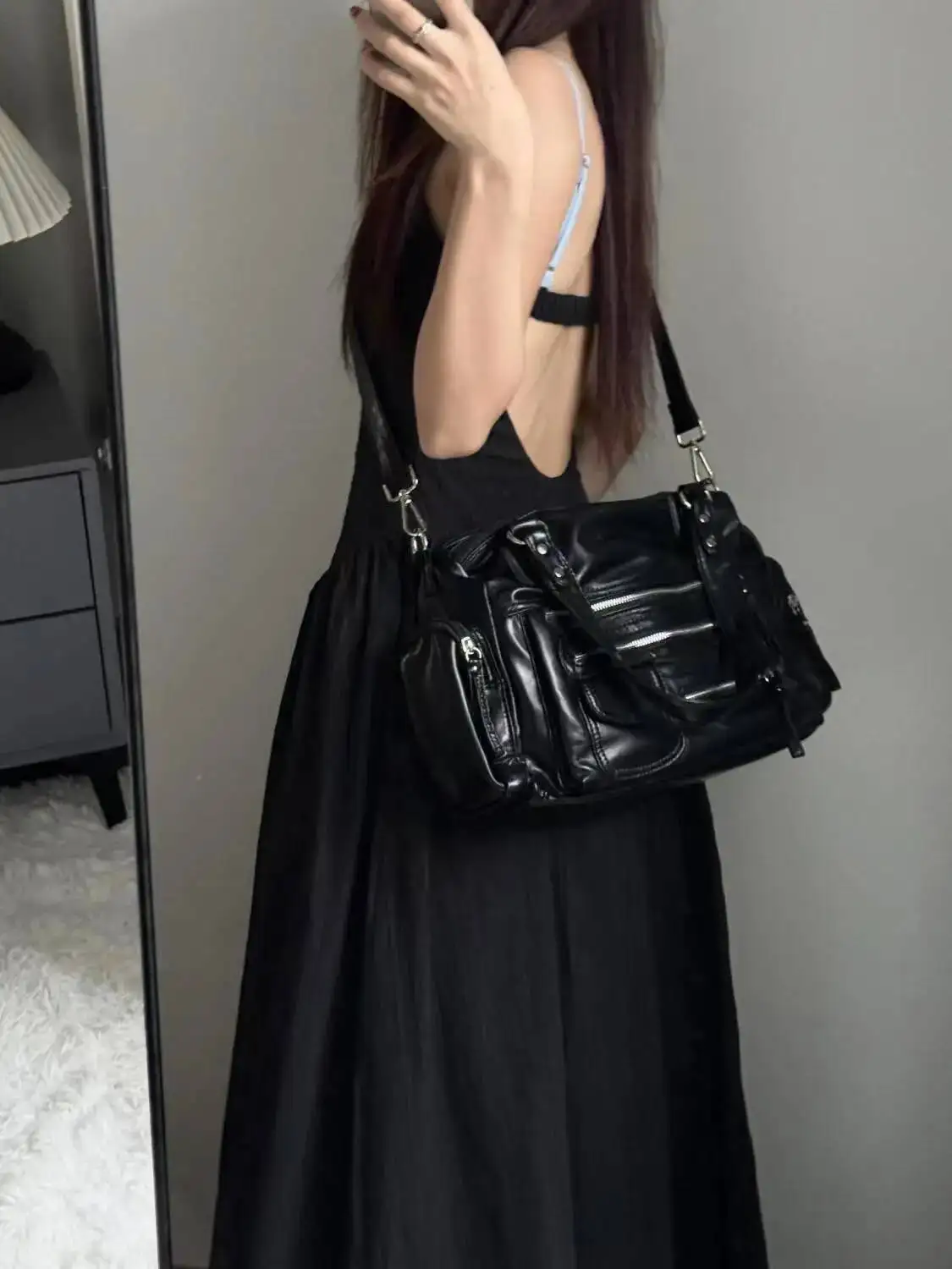 Винтажная черная сумка через плечо bloom - Фотография_5