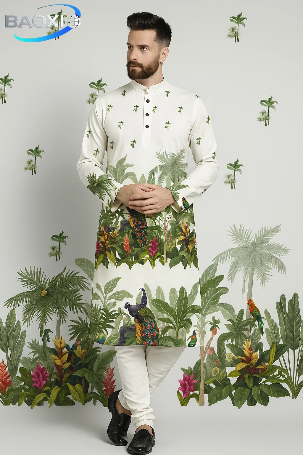 Мужской длинный халат kurt с принтом курта сердце - Фотография_3