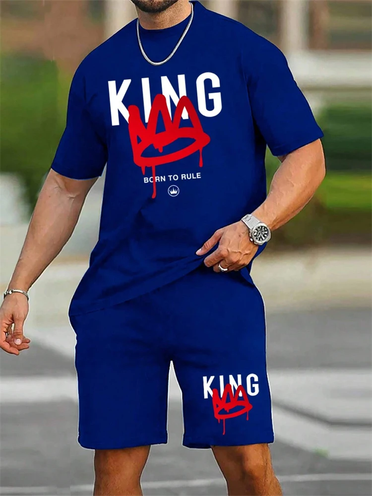 Футболка и шорты мужские с принтом «king»