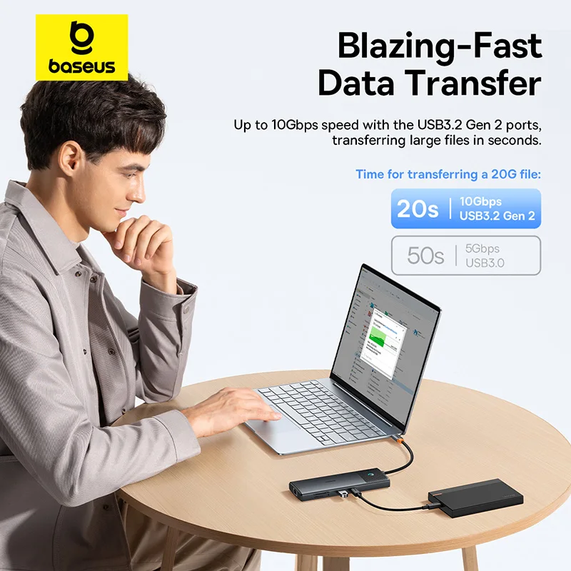 Baseus usb c hub dual hdmi 8k 4k адаптер 10-в-1 usb 3 - Фотография_5