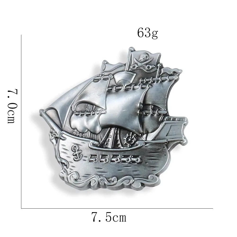 Забавная пряжка для ремня с пиратским кораблем для мужчин - Фотография_6