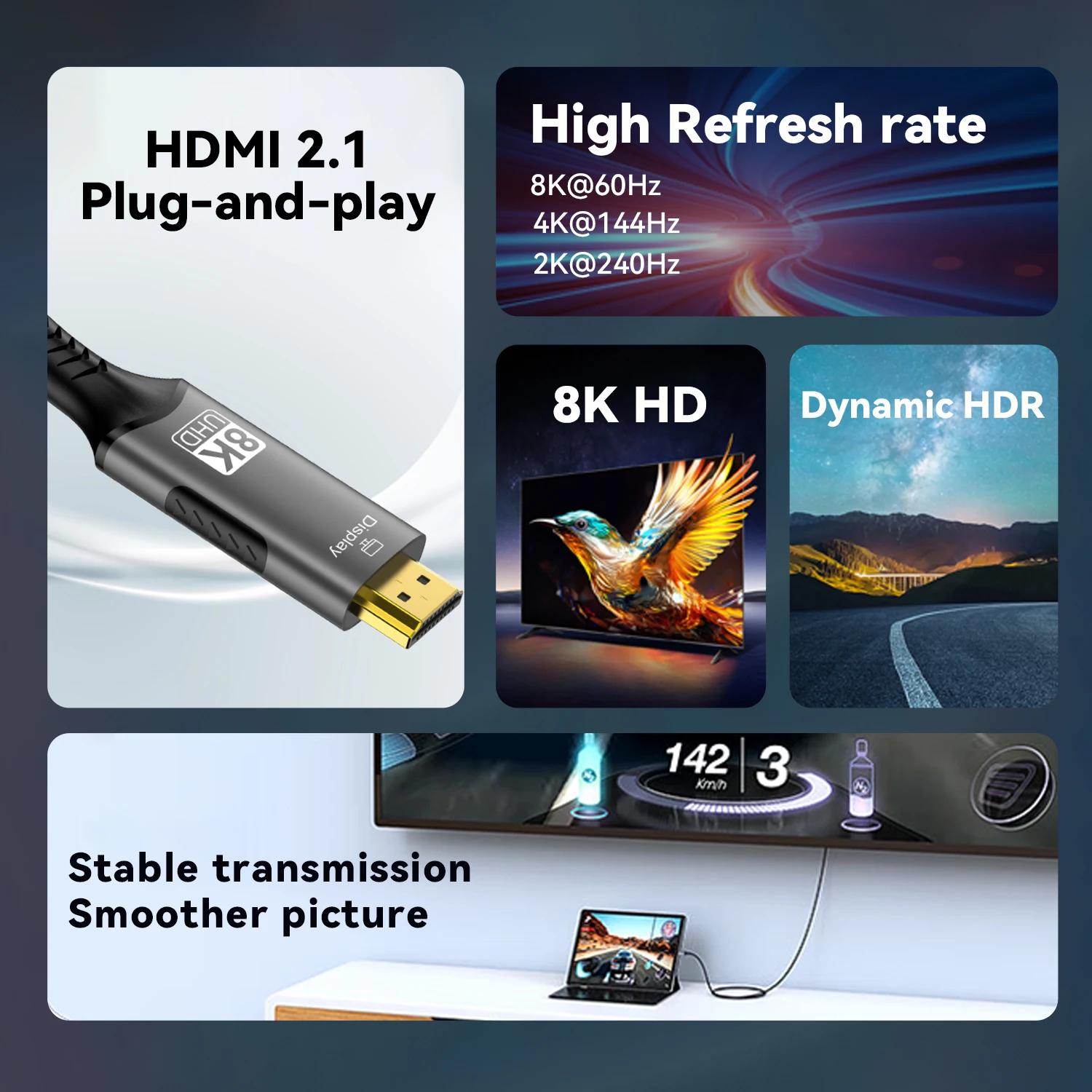 Кабель usb c — hdmi 8k@60 гц 4k@120 - Фотография_3