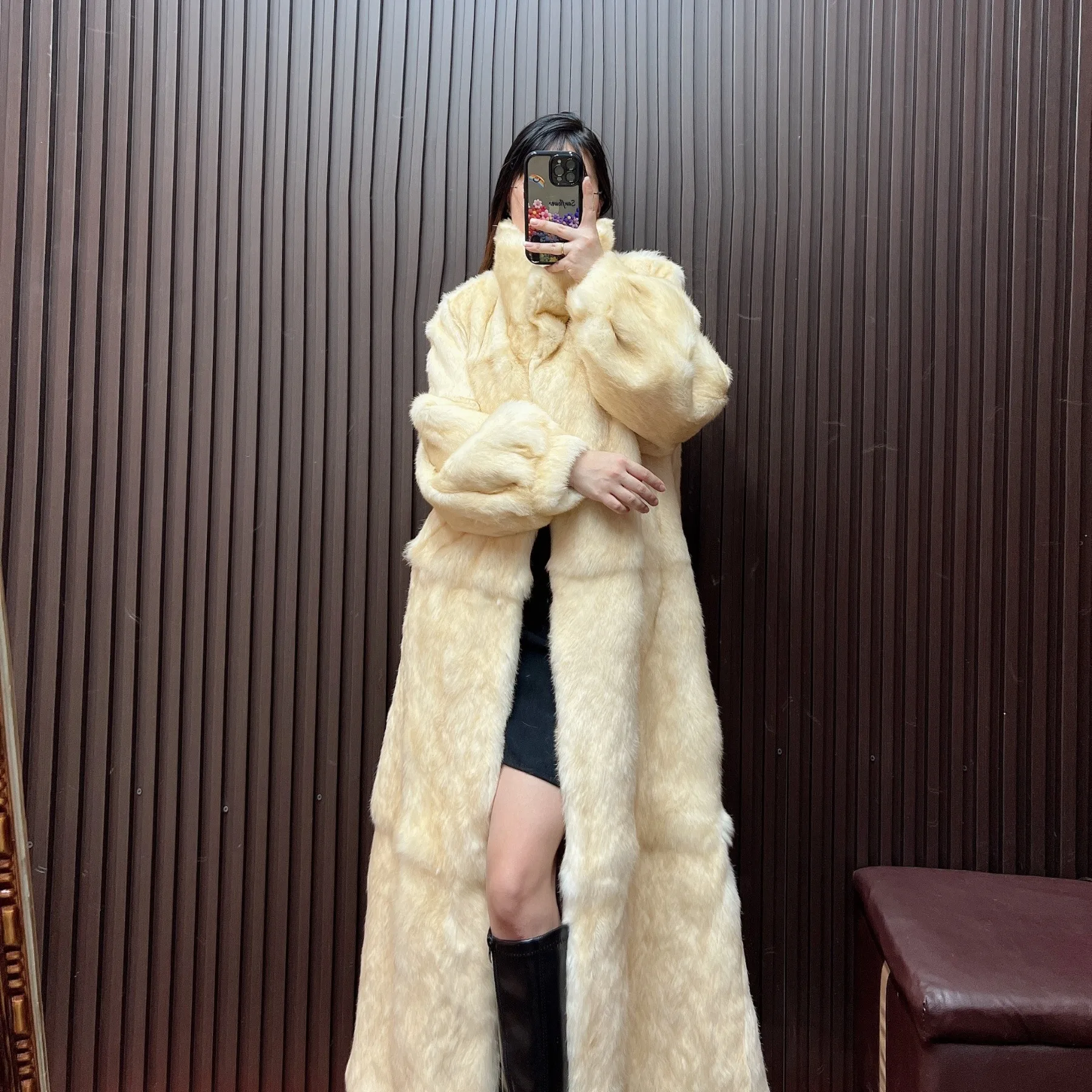 Furyoume новое пальто из 100% кроличьего меха длиной 120 см - Фотография_5