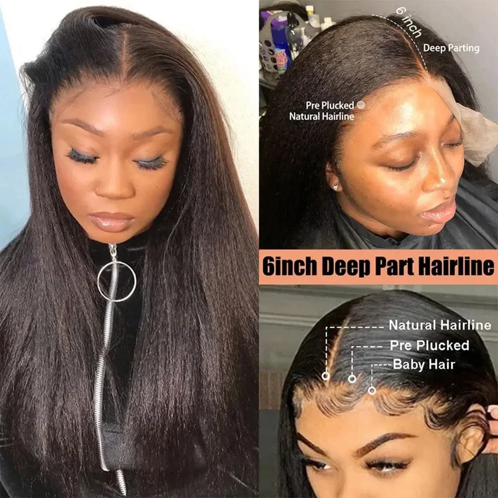 Kinky straight lace front wig human - Фотография_3